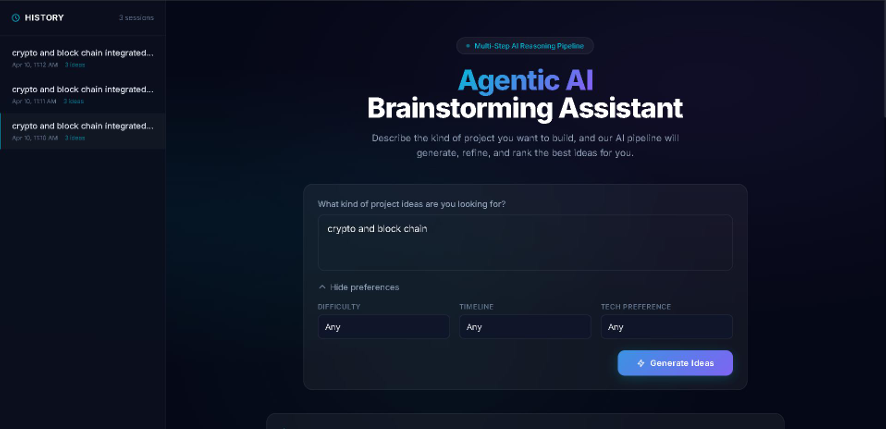 Agentic AI Brainstorming Assistant